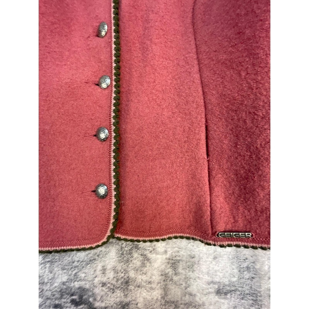 Vtg Geiger Women's 40 Boiled Wool Jacket 80s Pewter Buttons Tyrolean Grandmacore - Picture 8 of 8